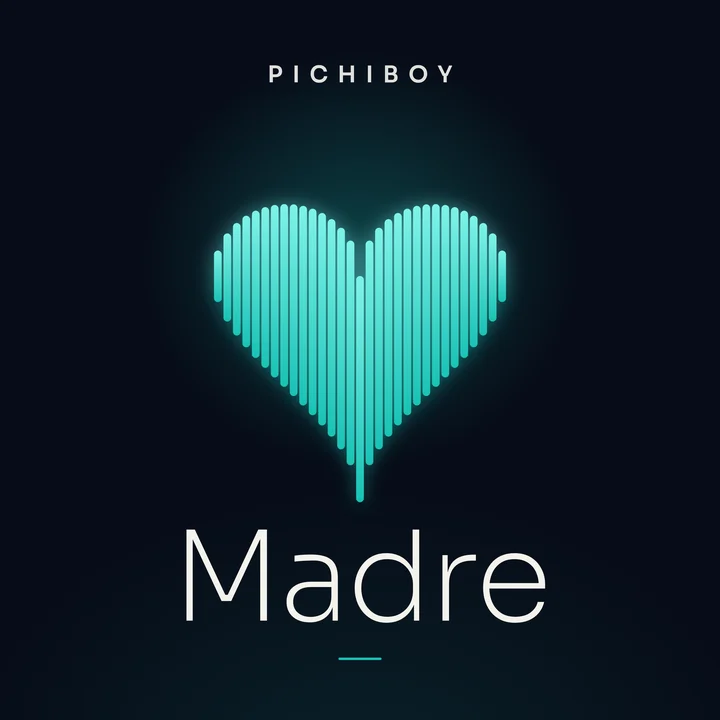 Portada de «Madre», de PichiBoy: un corazón hecho de barras de ecualizador turquesa