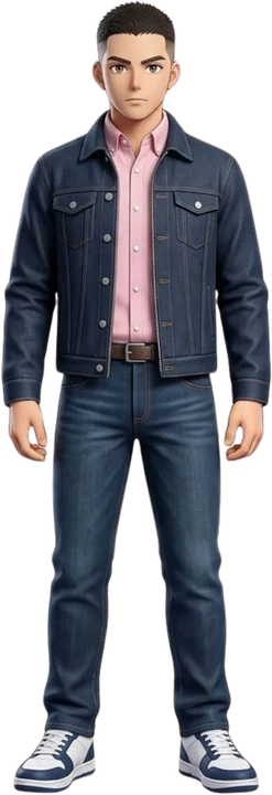 PichiBoy, personaje virtual con chaqueta de mezclilla y camisa rosada